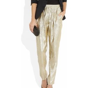 Stella McCartney Lame Tapered Pants Metallic Gold